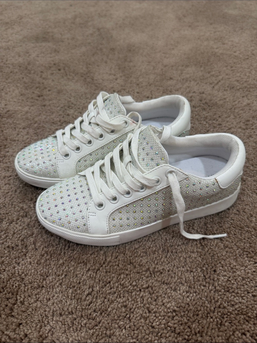 Katy Perry Collections White Rhinestone Accent Sneakers